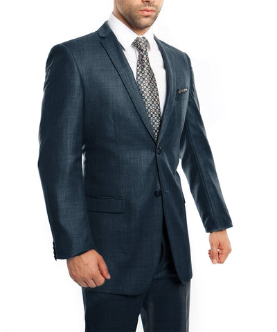 Sharkskin Mid Navy Ultra Slim Men's Suit Tazio Suits - Paul Malone.com