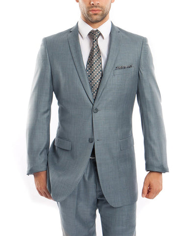 Sharkskin Smoke Blue Ultra Slim Men's Suit Tazio Suits - Paul Malone.com