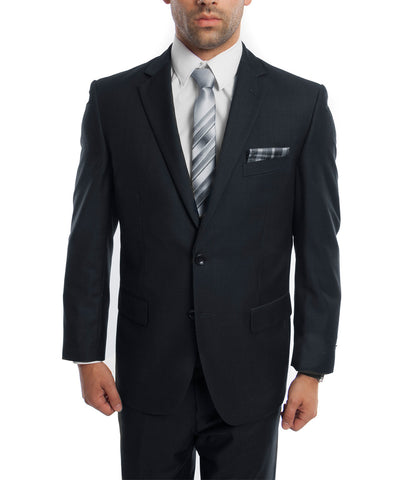 Classic Solid Dark Navy Modern Fit Men's Suit Demantie Suits - Paul Malone.com