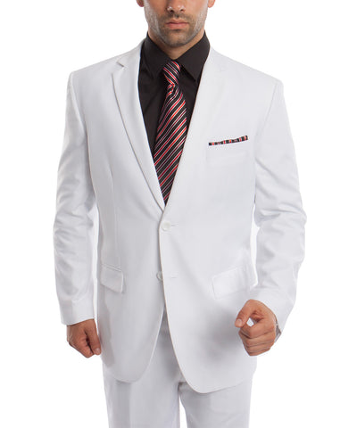 Classic Solid White Modern Fit Men's Suit Demantie Suits - Paul Malone.com