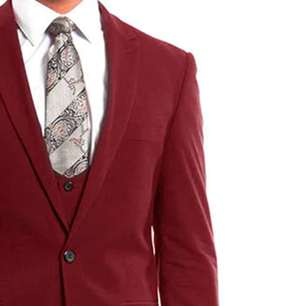 Cherry Red Slim Fit Men's Suit with Vest Set Tazio Suits - Paul Malone.com
