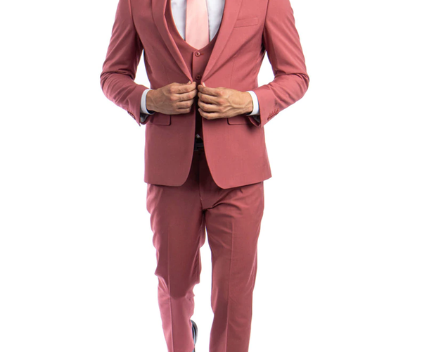 Coral Slim Fit Men's Suit with Vest Set – Paul Malone
