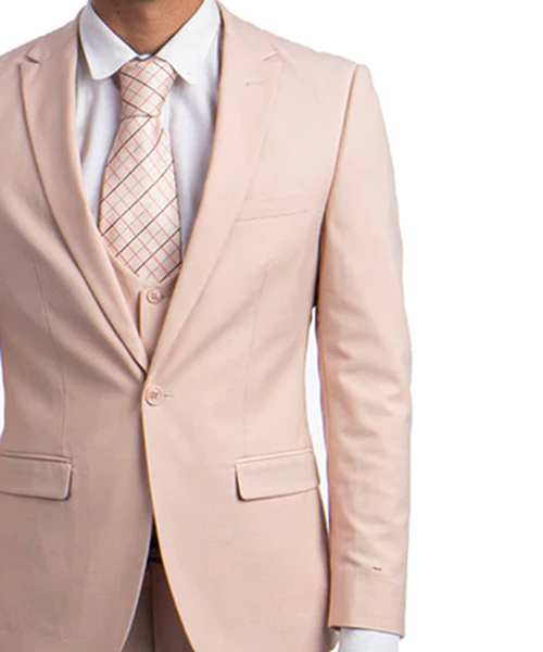 Blush Slim Fit Men s Suit with Vest Set Paul Malone