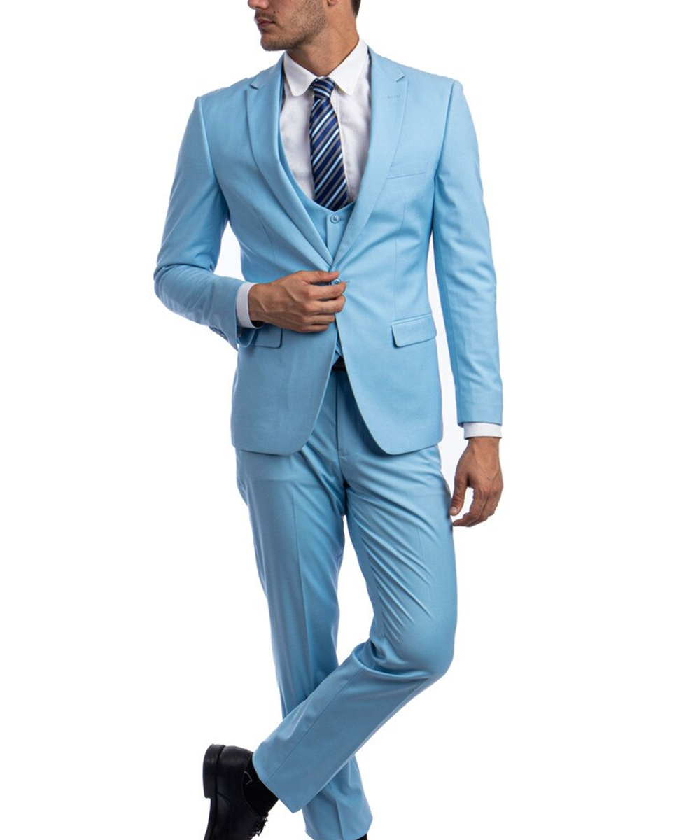 Men's Suit Slim Fit 2 Pieces Suits for Men Formal One Button Single  Breasted Jacket Vest Pants Suit Set for Work at  Men’s Clothing store