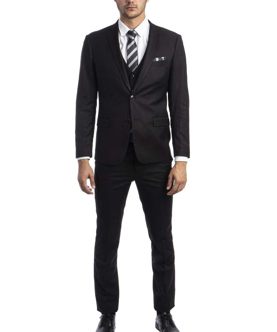 Black Slim-Fit Suit 3-Piece  Slim fit suit, Slim fit suits, Slim