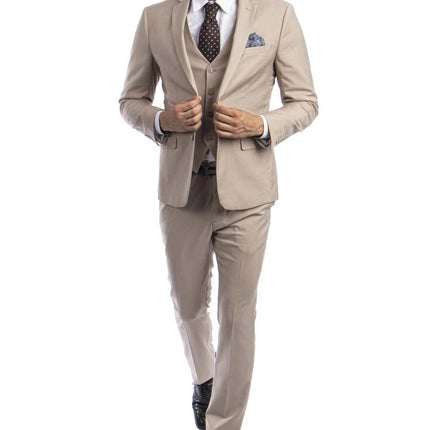 piece Tan Slim Fit Men's Suit with Vest Set – Paul Malone
