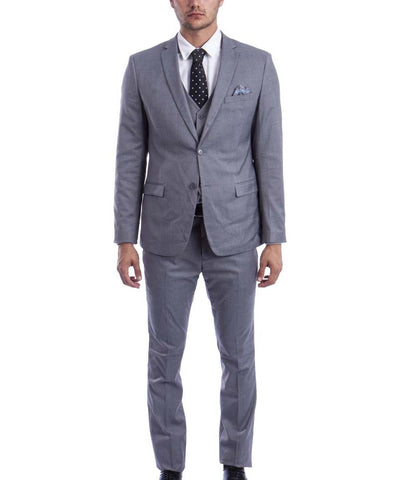 3 piece Medium Grey Slim Fit Men's Suit with Vest Set Sean Alexander Suits - Paul Malone.com
