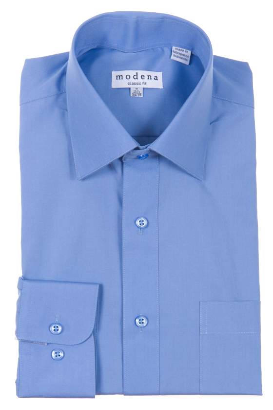 Classic Fit Solid Cadet Blue Men's Dress Shirt by Modena | Paul Malone