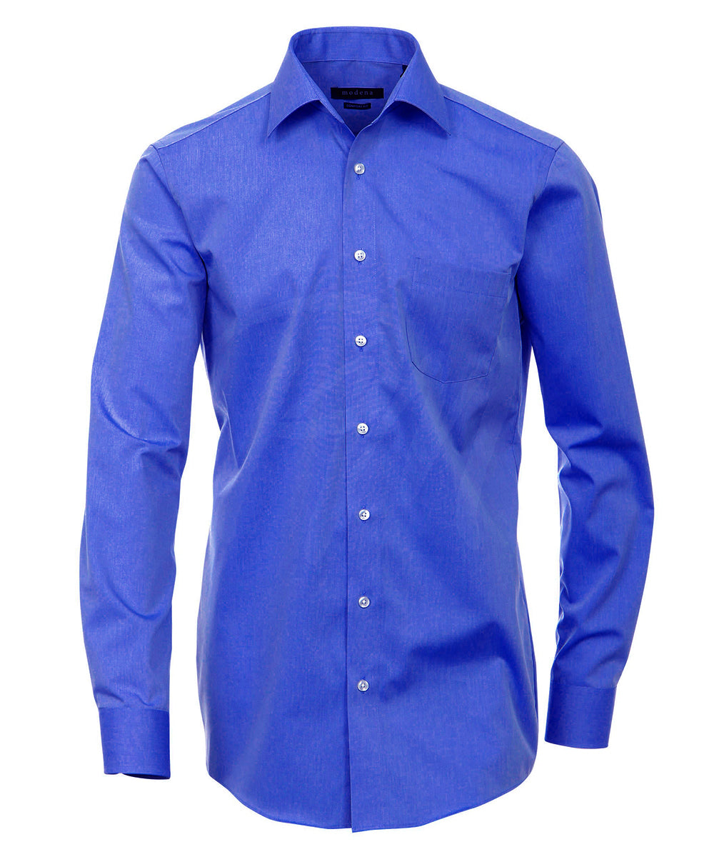 Classic Fit Solid French Blue Men's Dress Shirt by Modena | Paul Malone