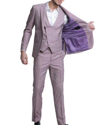Rose Sharkskin Suit with Double Breasted Vest Tazio Suits - Paul Malone.com