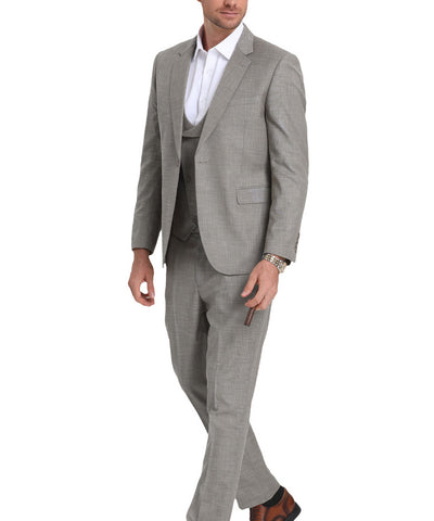 Lite Grey Sharkskin Suit with Double Breasted Vest Tazio Suits - Paul Malone.com