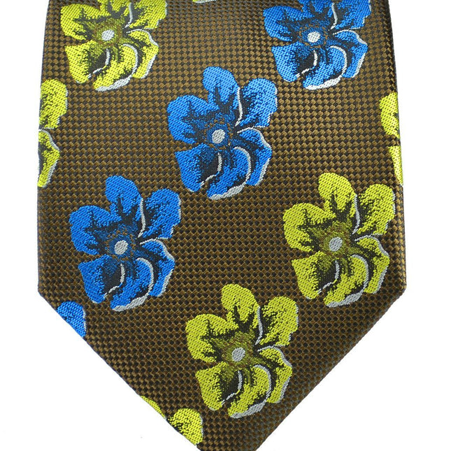 Brown and Green Floral Men's Tie and Pocket Square Paul Malone Ties - Paul Malone.com
