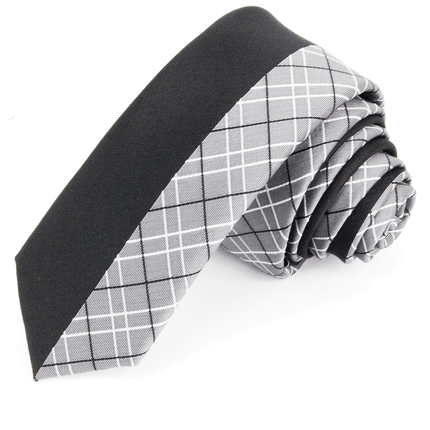 Black and Grey Slim Panel Necktie Paul Malone Ties - Paul Malone.com