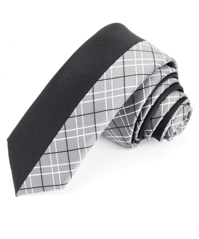 Black and Grey Slim Panel Necktie Paul Malone Ties - Paul Malone.com