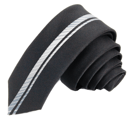 Slim Panel Tie in Black and Silver Paul Malone Ties - Paul Malone.com