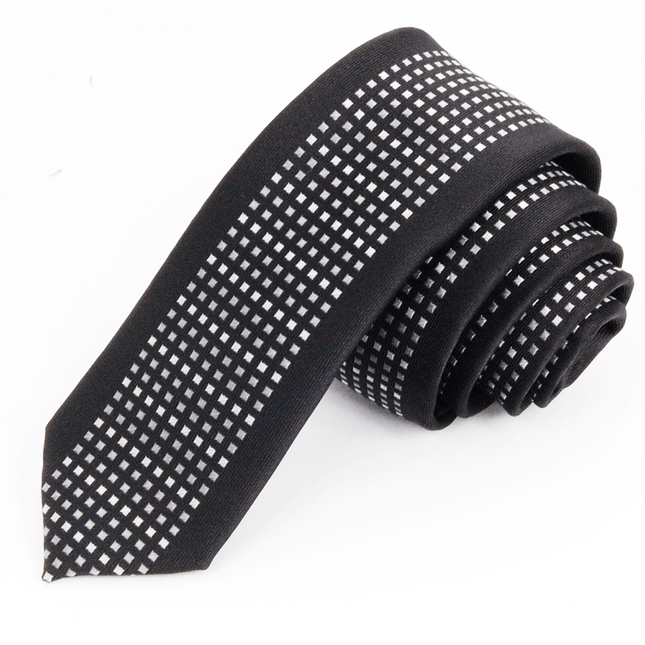 Slim Panel Necktie in Black and Grey Paul Malone Ties - Paul Malone.com