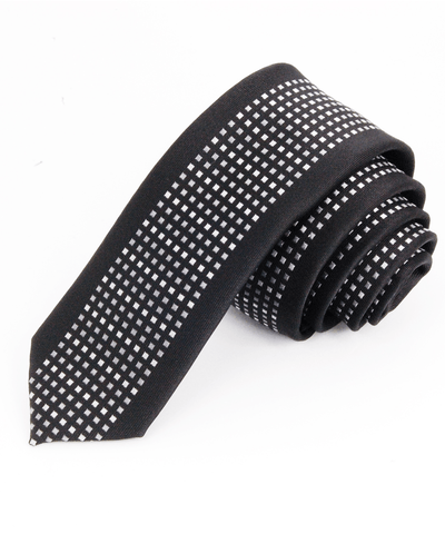 Slim Panel Necktie in Black and Grey Paul Malone Ties - Paul Malone.com
