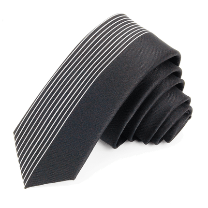 Black and Grey Striped Slim Panel Tie Paul Malone Ties - Paul Malone.com