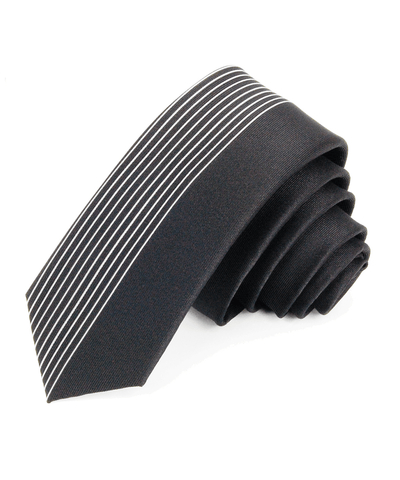 Black and Grey Striped Slim Panel Tie Paul Malone Ties - Paul Malone.com