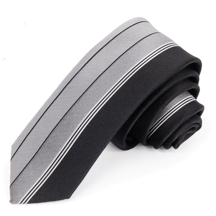 Slim Panel Tie in Grey with Black Paul Malone Ties - Paul Malone.com