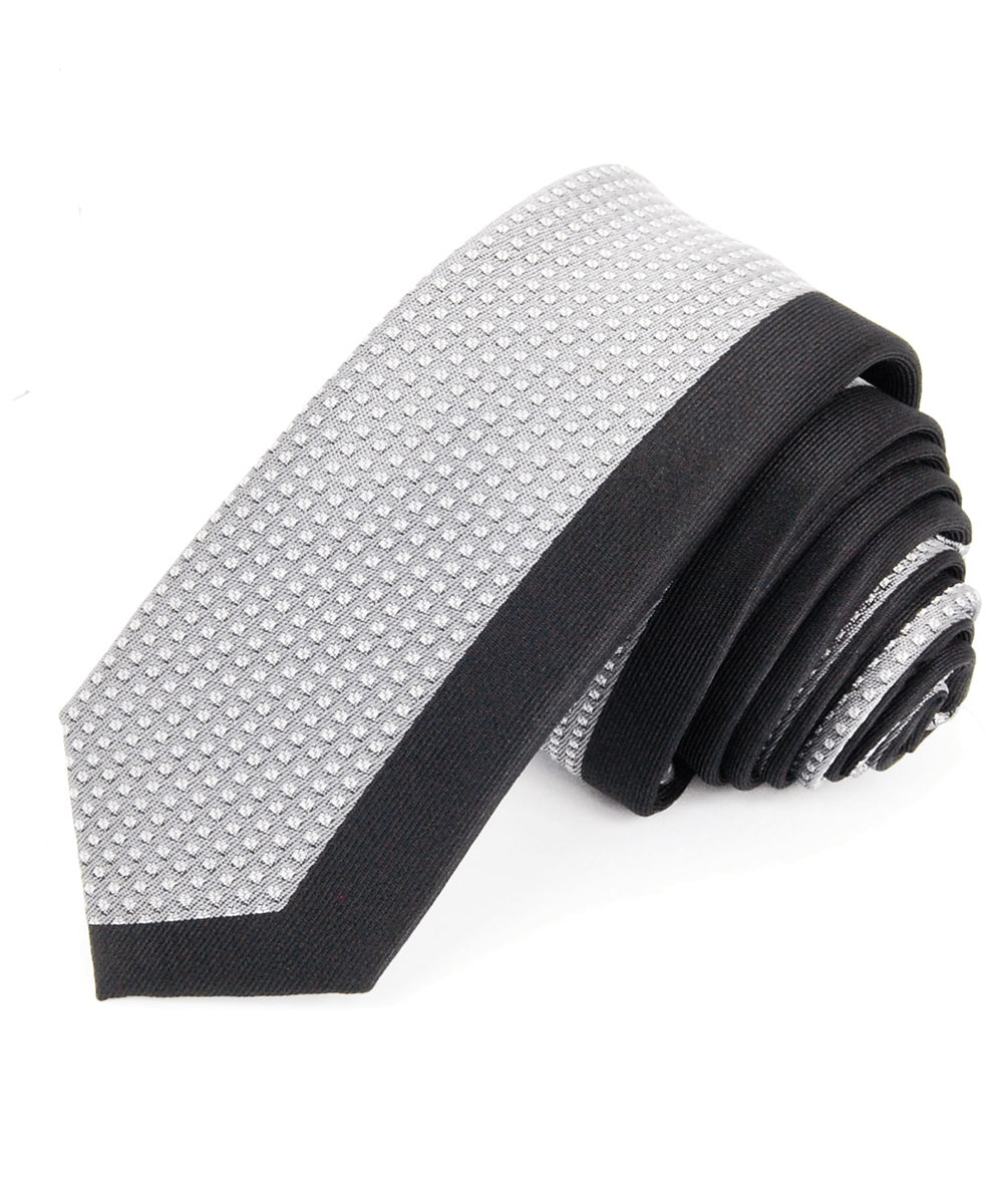 Grey and Black Skinny Panel Men's Tie