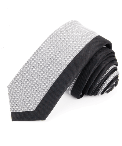 Grey and Black Skinny Panel Men's Tie Paul Malone Ties - Paul Malone.com