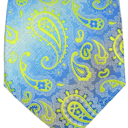 Green and Blue Paisley Men's Extra Long Tie and Pocket Square Paul Malone Ties - Paul Malone.com