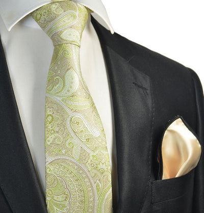 Lime Green Paisley Men's Tie and Pocket Square Paul Malone Ties - Paul Malone.com