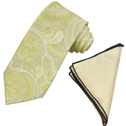 Lime Green Paisley Men's Tie and Pocket Square Paul Malone Ties - Paul Malone.com