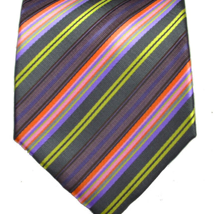 Lime and Grape Striped Men's Tie and Pocket Square Paul Malone Ties - Paul Malone.com