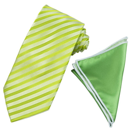 Lime Green Striped Men's Tie and Pocket Square Paul Malone Ties - Paul Malone.com