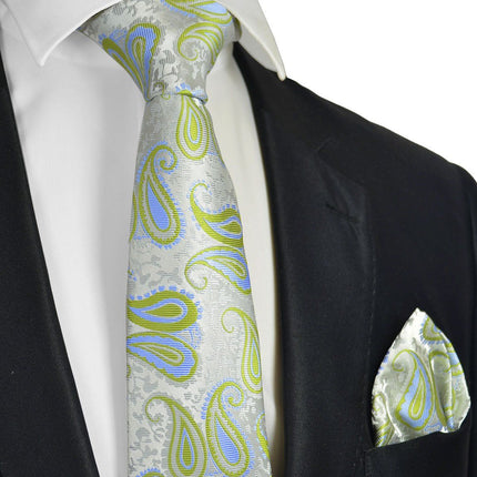 Daiquiri Green Tie and Pocket Square Set Paul Malone Ties - Paul Malone.com
