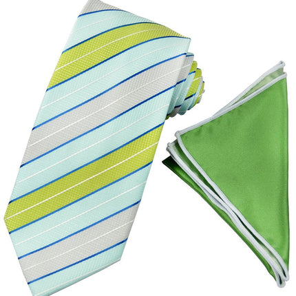 Turquoise, Green and Silver Men's Tie and Pocket Square Paul Malone Ties - Paul Malone.com
