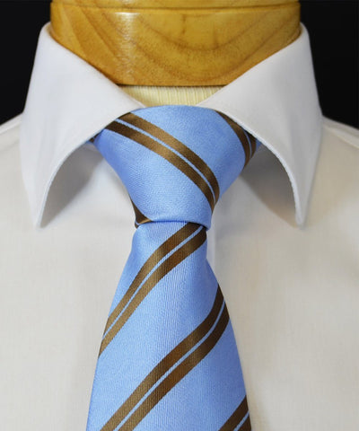 Extra Long Dusk Blue and Gold Striped Tie BerlinBound Ties - Paul Malone.com