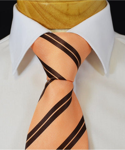 Extra Long Peach and Brown Striped Tie BerlinBound Ties - Paul Malone.com