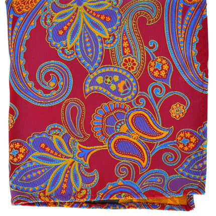 Red, Blue and Orange Paisley Men's Pocket Square BerlinBound Pocket Square - Paul Malone.com