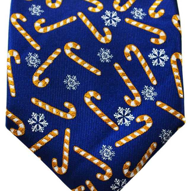 Gold and Blue Candy Cane Holiday Tie Set Paul Malone Ties - Paul Malone.com
