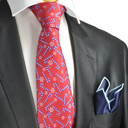 Red and Blue Candy Cane Holiday Tie Set Paul Malone Ties - Paul Malone.com