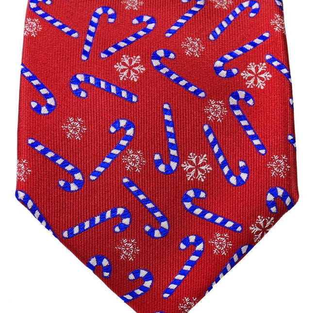 Red and Blue Candy Cane Holiday Tie Set Paul Malone Ties - Paul Malone.com