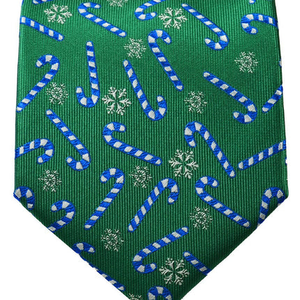 Green and Blue Candy Cane Holiday Tie Set Paul Malone Ties - Paul Malone.com
