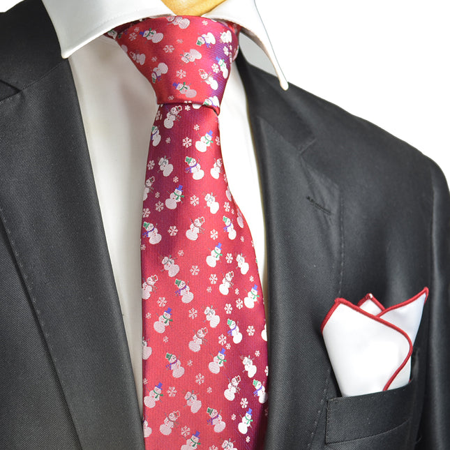 True Red Paul Malone Snowman Holiday Tie Set Paul Malone Ties - Paul Malone.com