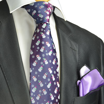 Imperial Palace Purple Paul Malone Snowman Holiday Tie Set Paul Malone Ties - Paul Malone.com