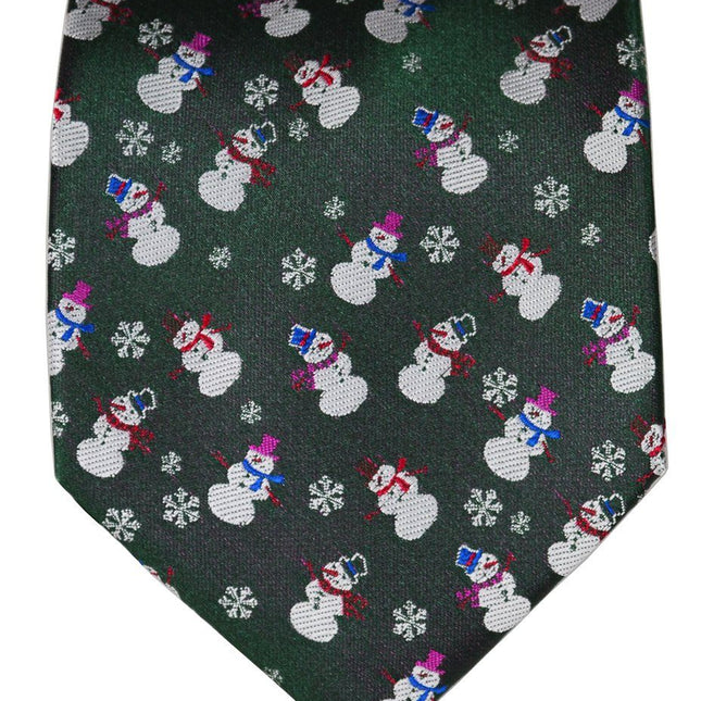 Frosty Spruce Green Paul Malone Snowman Holiday Tie Set Paul Malone Ties - Paul Malone.com