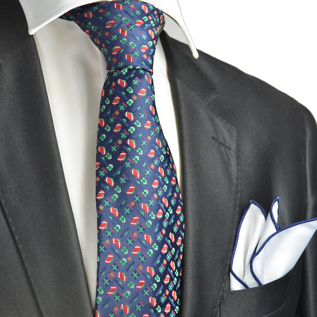 Navy Blue Paul Malone Present Holiday Tie Set Paul Malone Ties - Paul Malone.com