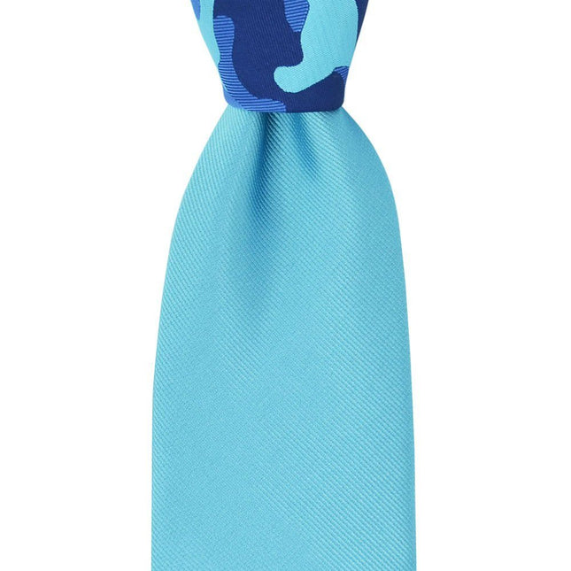 Solid Blue Contrast Knot Tie Set by Paul Malone Paul Malone Ties - Paul Malone.com