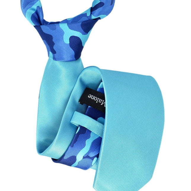 Solid Blue Contrast Knot Tie Set by Paul Malone Paul Malone Ties - Paul Malone.com