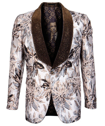 Tan Floral Slim Fit Empire Sports Coat Empire Suits - Paul Malone.com