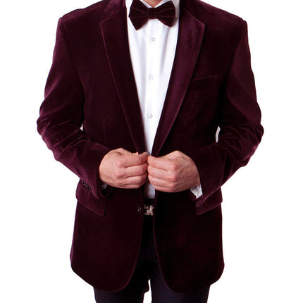 Wine Red 2-Button Men's Velvet Jacket Tazio Suits - Paul Malone.com