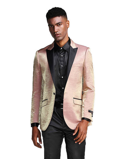 Rose Gold Formal Slim Fit Satin Peak Lapel Jacket Paul Malone Suits - Paul Malone.com