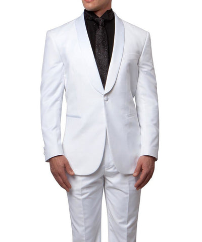 Classic White Slim Cut Men's Tuxedo Bryan Michaels Suits - Paul Malone.com